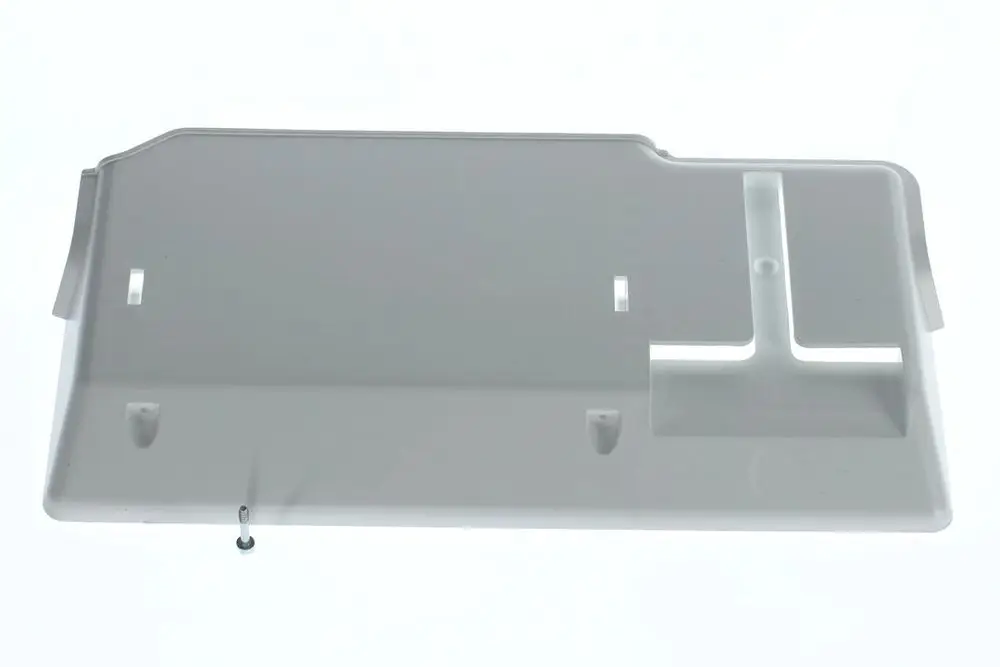 Weiße Kunststoffplatte mit Ausschnitten, möglicherweise für einen elektrischen Hauptanschluss. Gehört zu einem Bosch-Gerät.